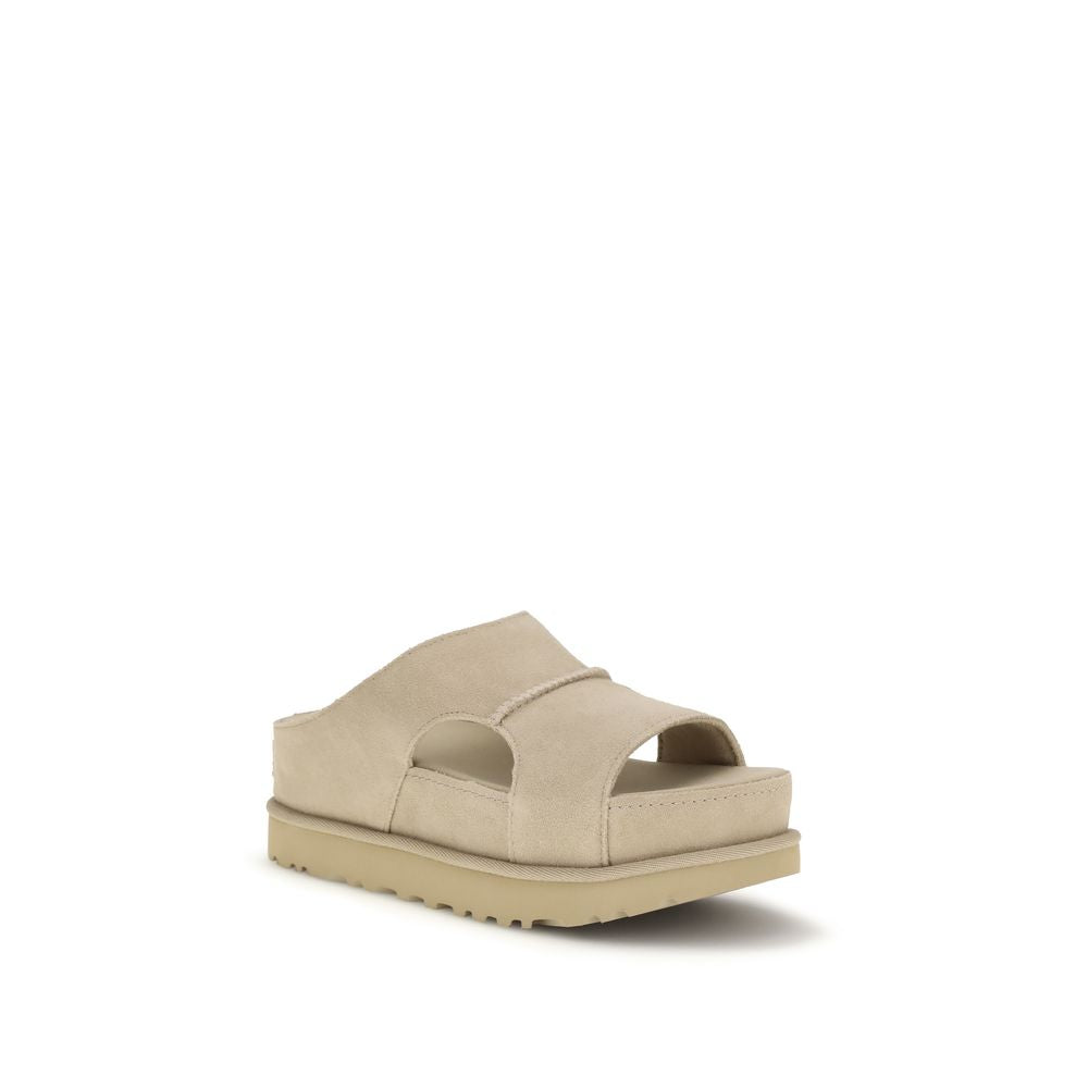 Beige Calf Leather Bos Taurus Platform Sandals