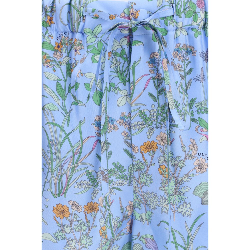 Blue Silk Bermuda Shorts
