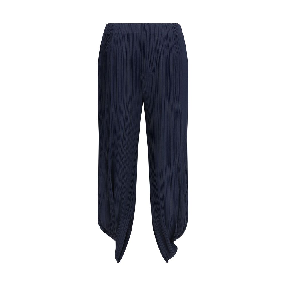 Blue Polyester Casual Pants