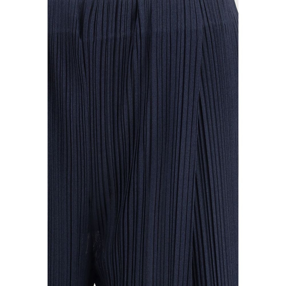 Blue Polyester Casual Pants