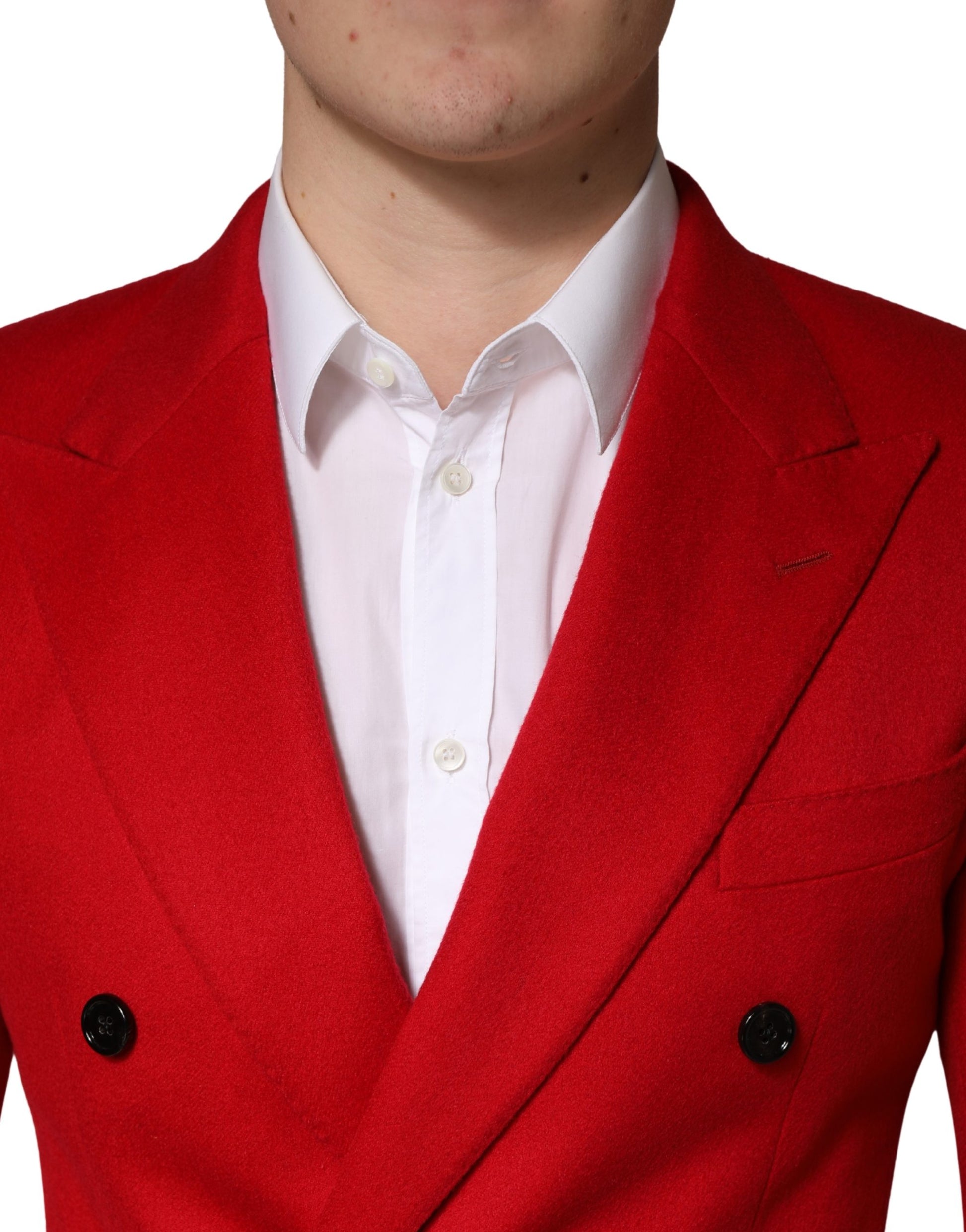 Red Cashmere Slim Fit Coat Jacket Blazer