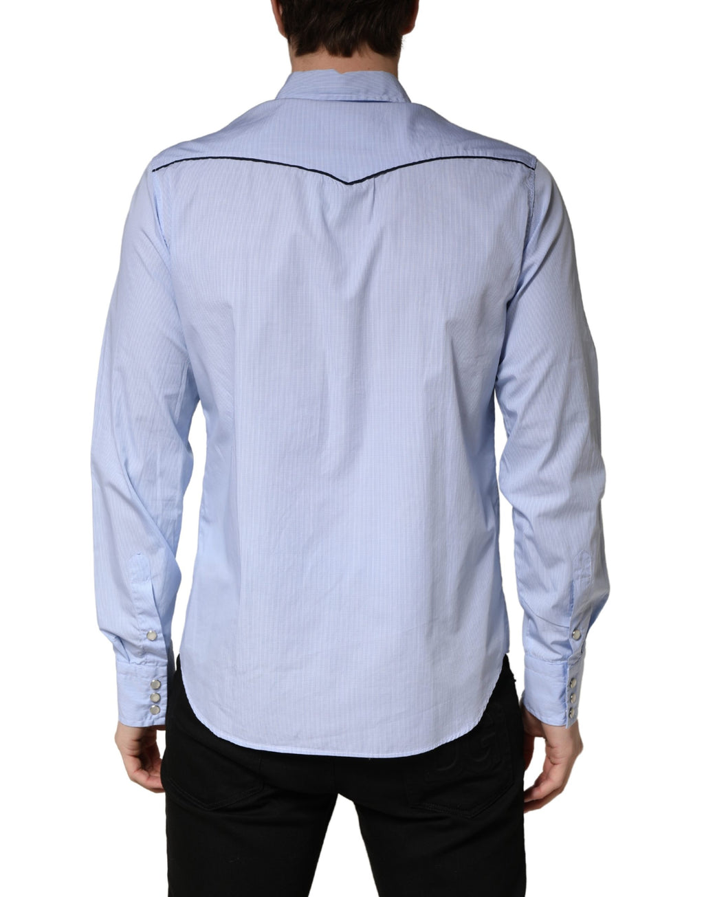 Light Blue Slim Fit Collared Long Sleeve Casual Shirt