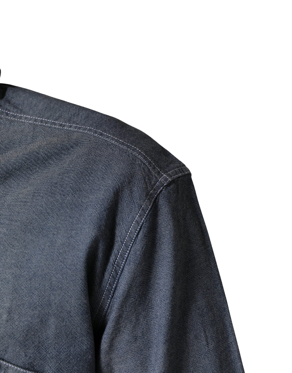 Dark Blue Slim Fit Collared Long Sleeve Denim Shirt
