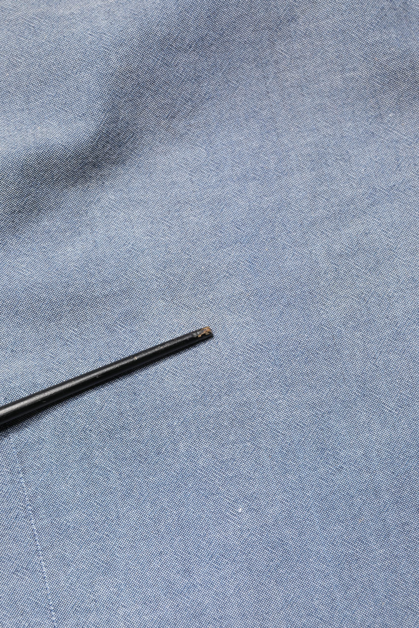 Dark Blue Slim Fit Collared Long Sleeve Denim Shirt