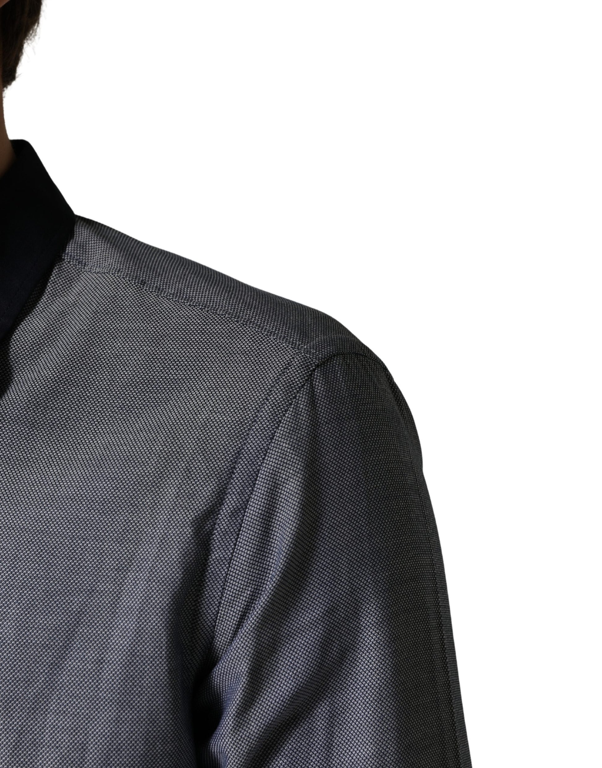 Dark Blue Cotton Long Sleeves Collared Dress Formal Shirt