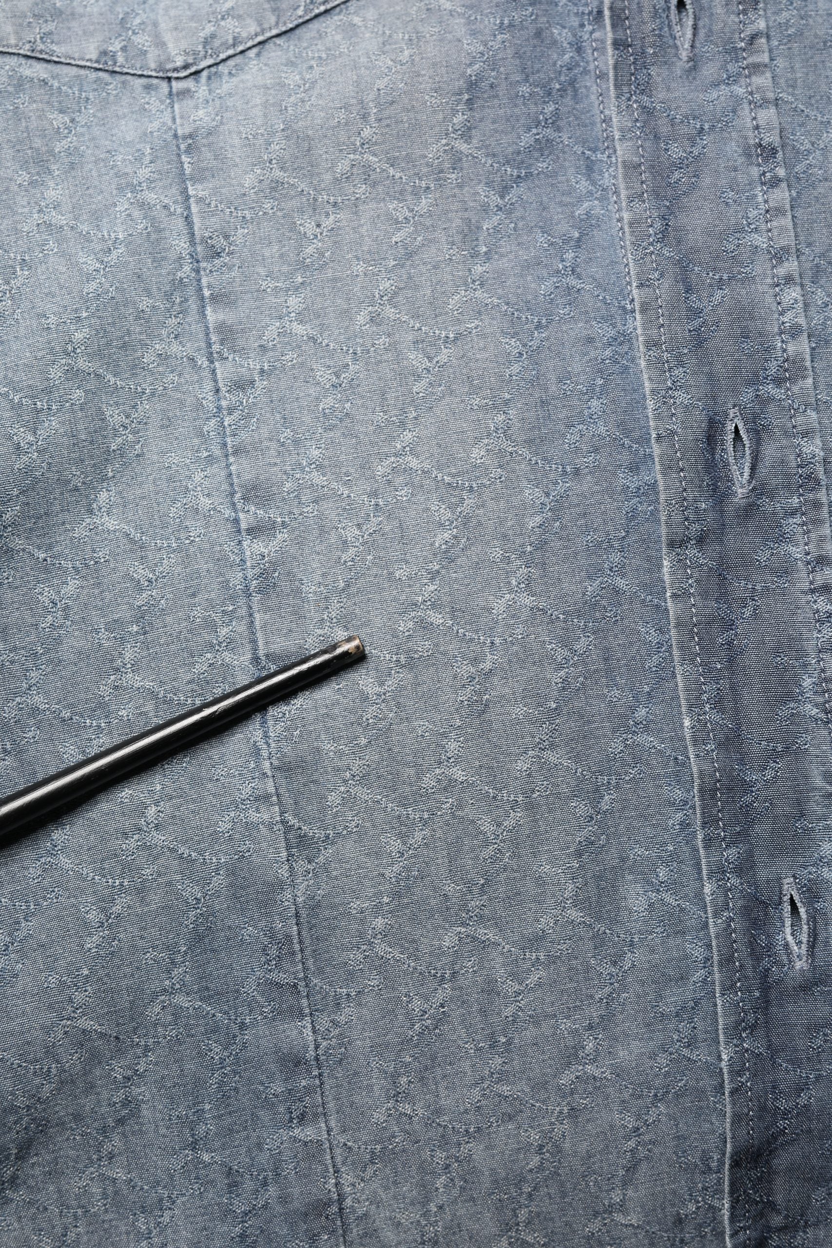 DarkBlue Long Sleeve Collared Denim Shirt