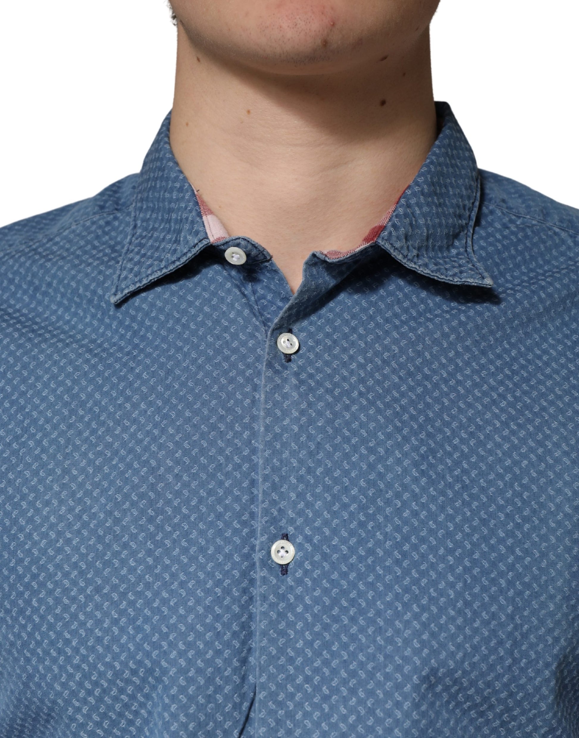 Blue Cotton Slim Fit Collared LongSleeve Casual Shirt