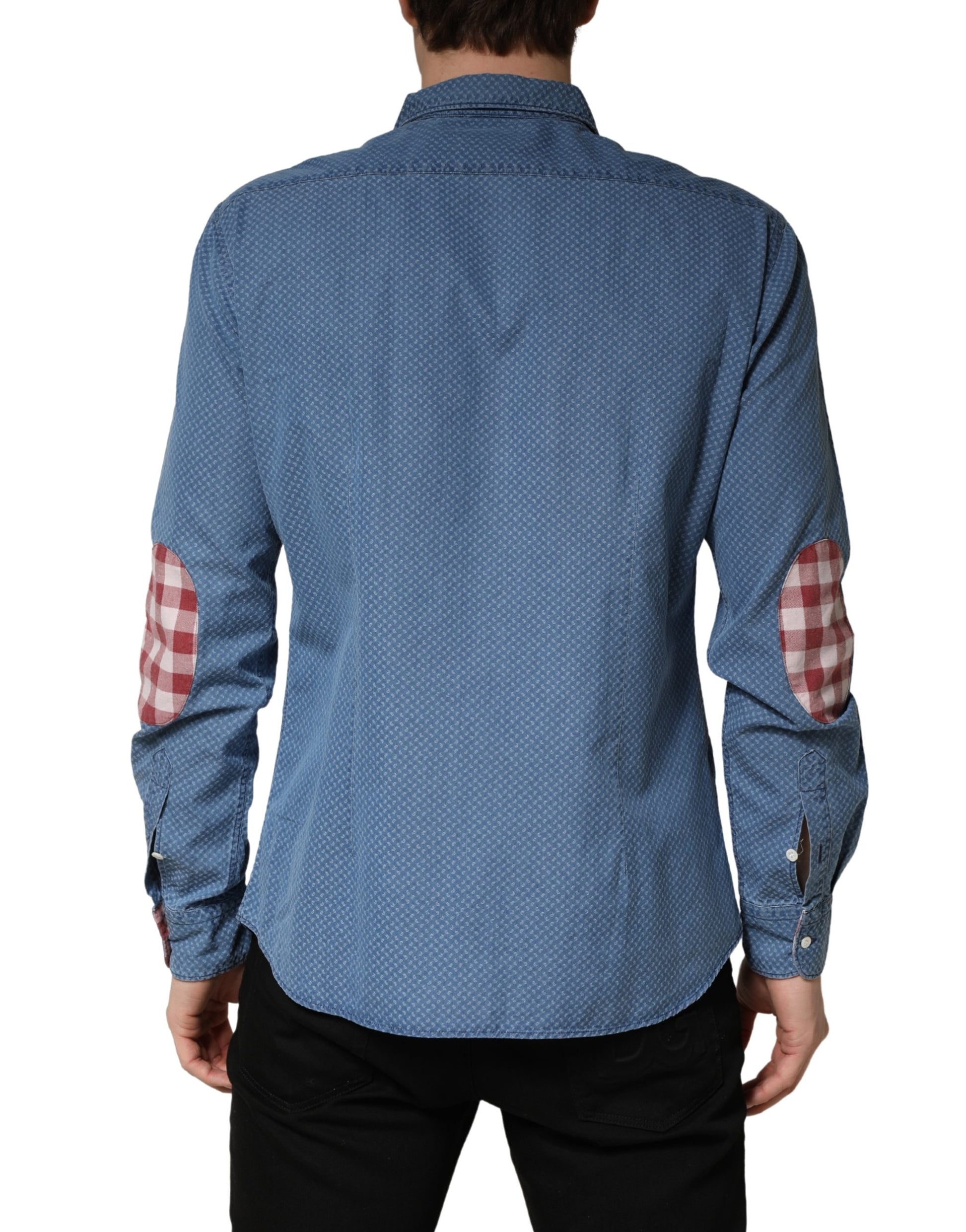 Blue Cotton Slim Fit Collared LongSleeve Casual Shirt