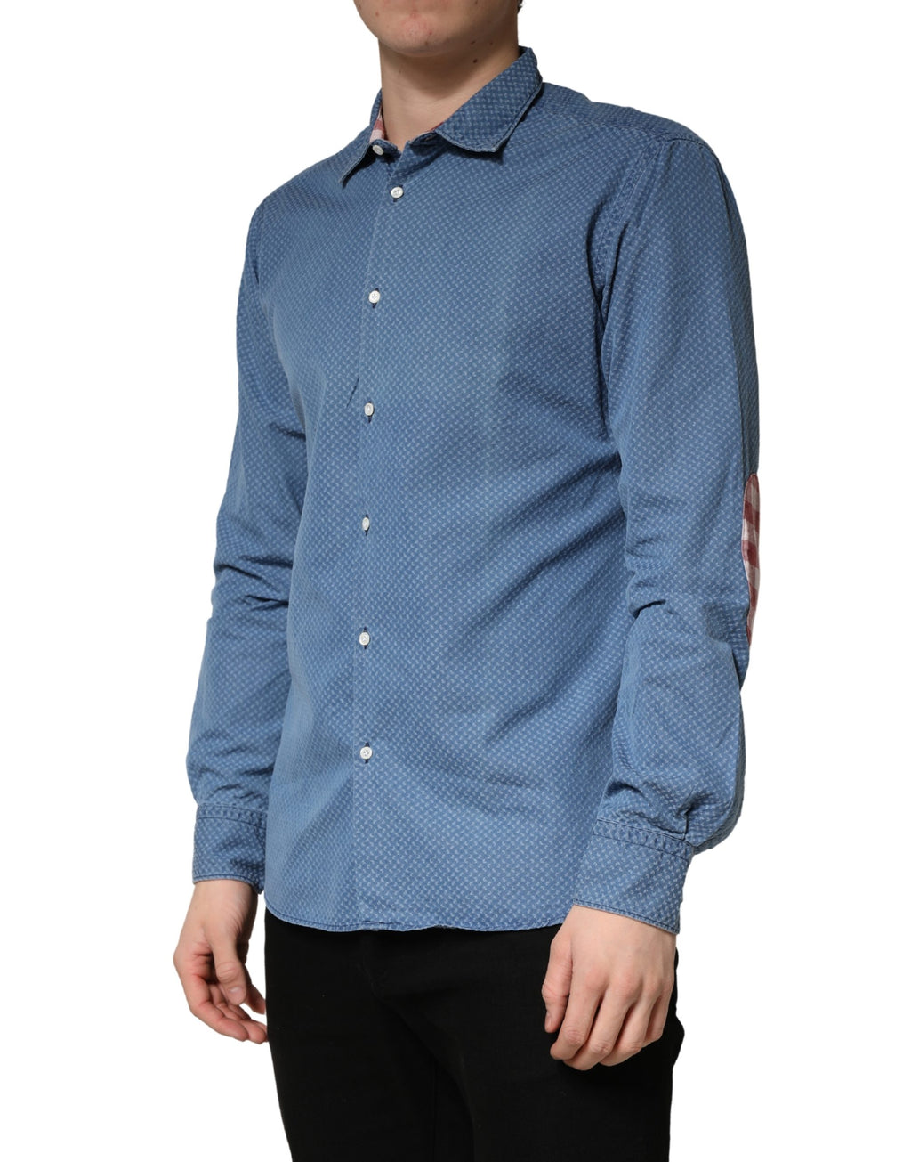 Blue Cotton Slim Fit Collared LongSleeve Casual Shirt