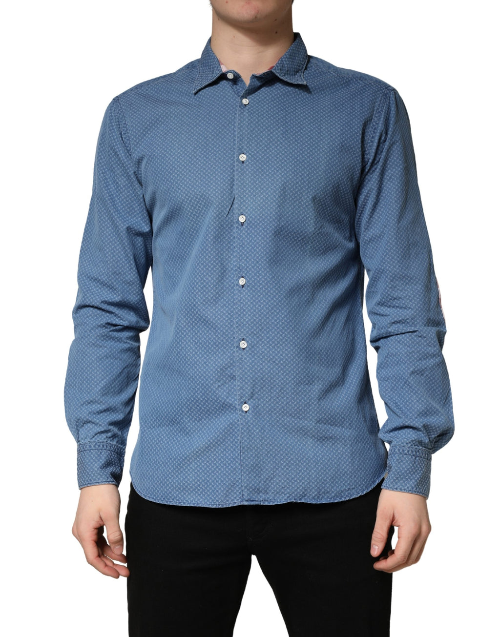 Blue Cotton Slim Fit Collared LongSleeve Casual Shirt