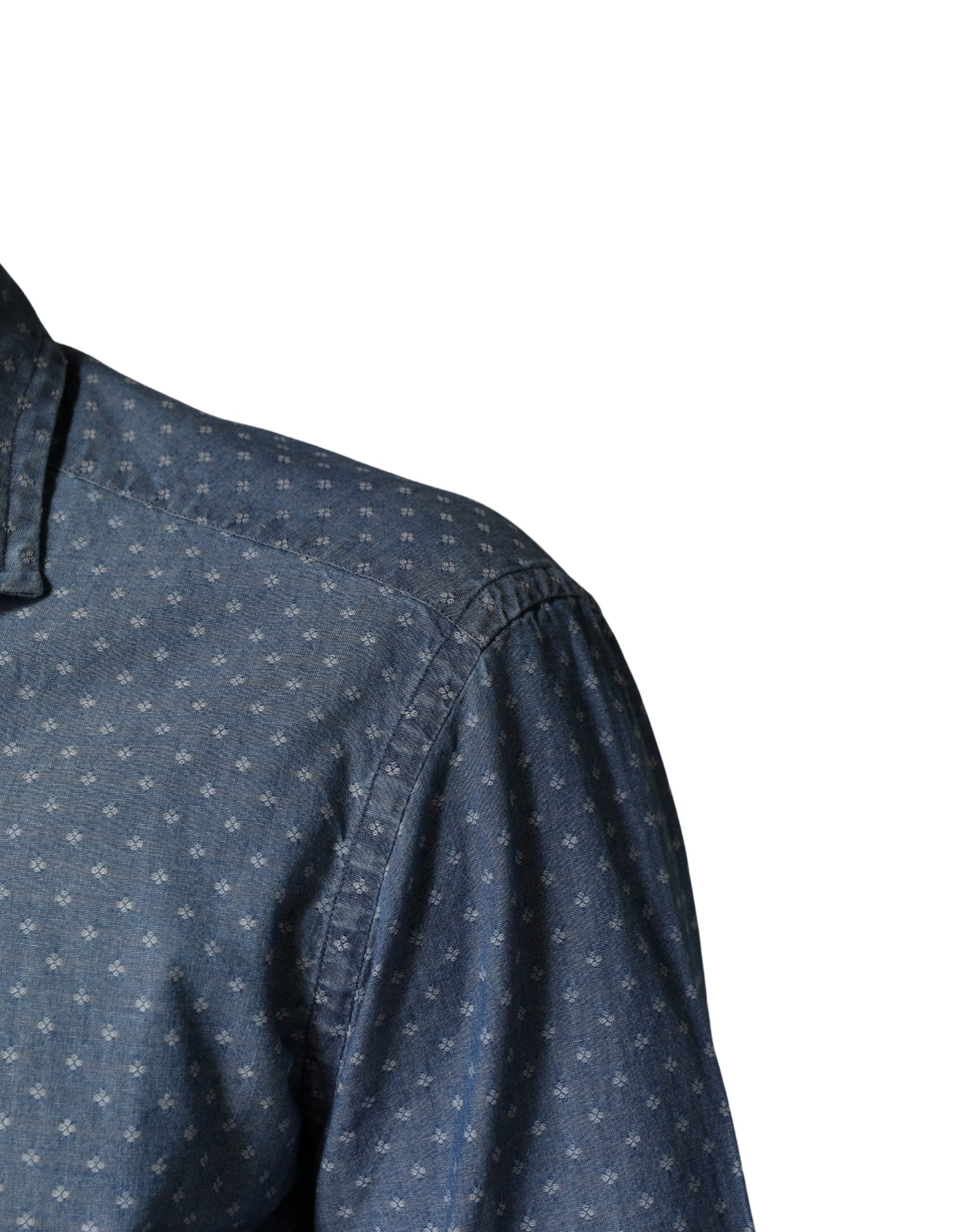 Blue Long Sleeve Collared Casual Shirt