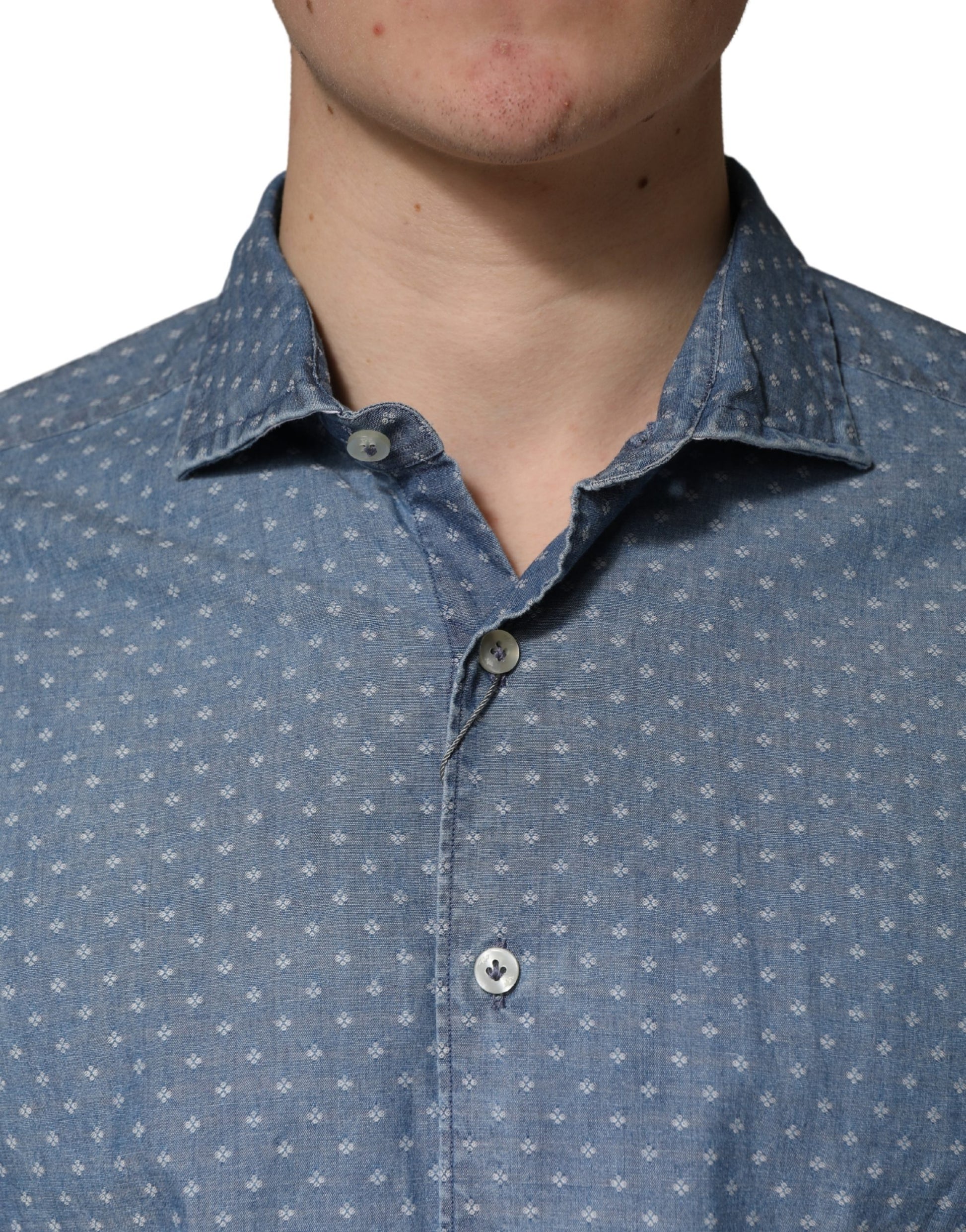 Blue Long Sleeve Collared Casual Shirt