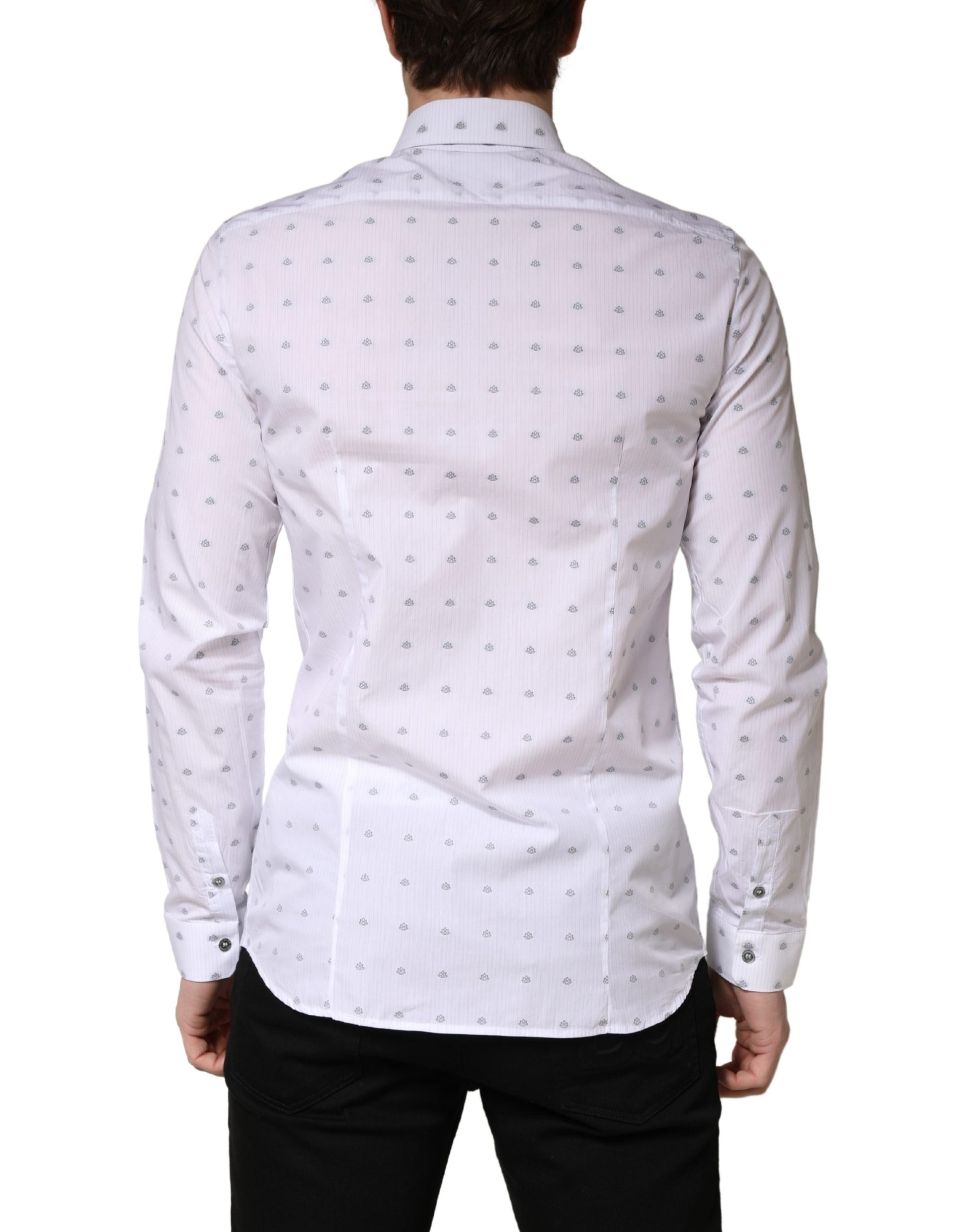 White Cotton Slim Fit Collared Men Dress Shirt