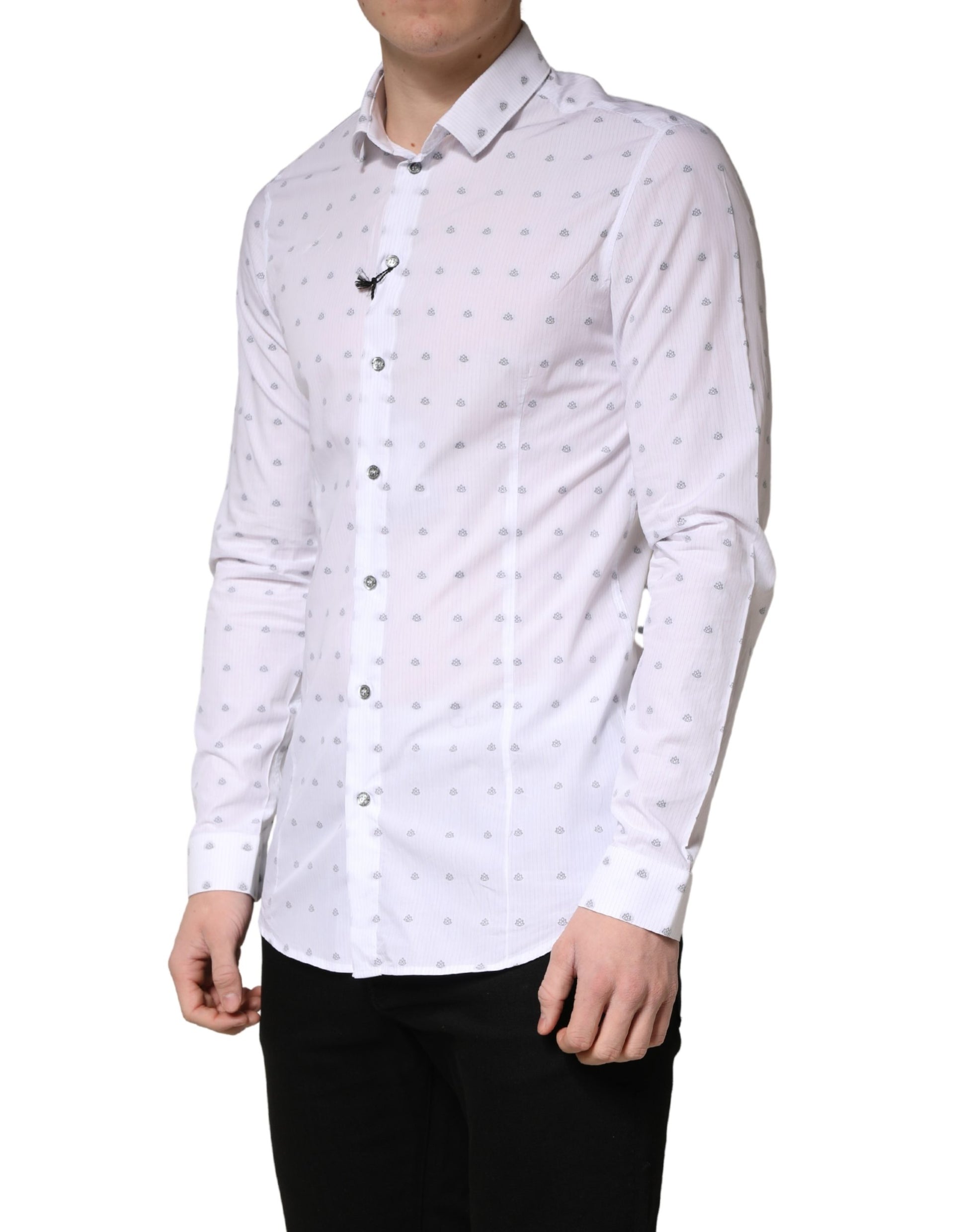 White Cotton Slim Fit Collared Men Dress Shirt