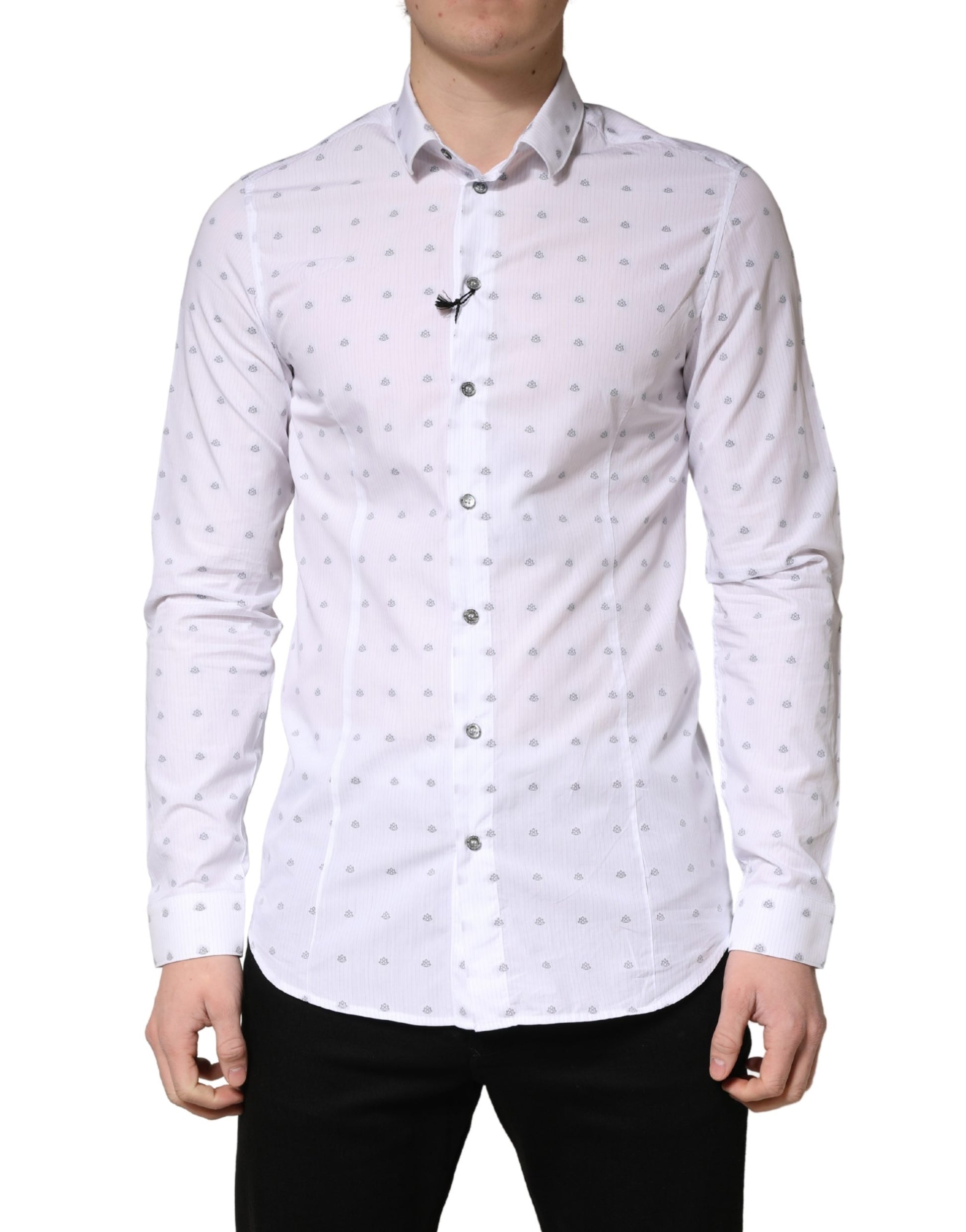 White Cotton Slim Fit Collared Men Dress Shirt