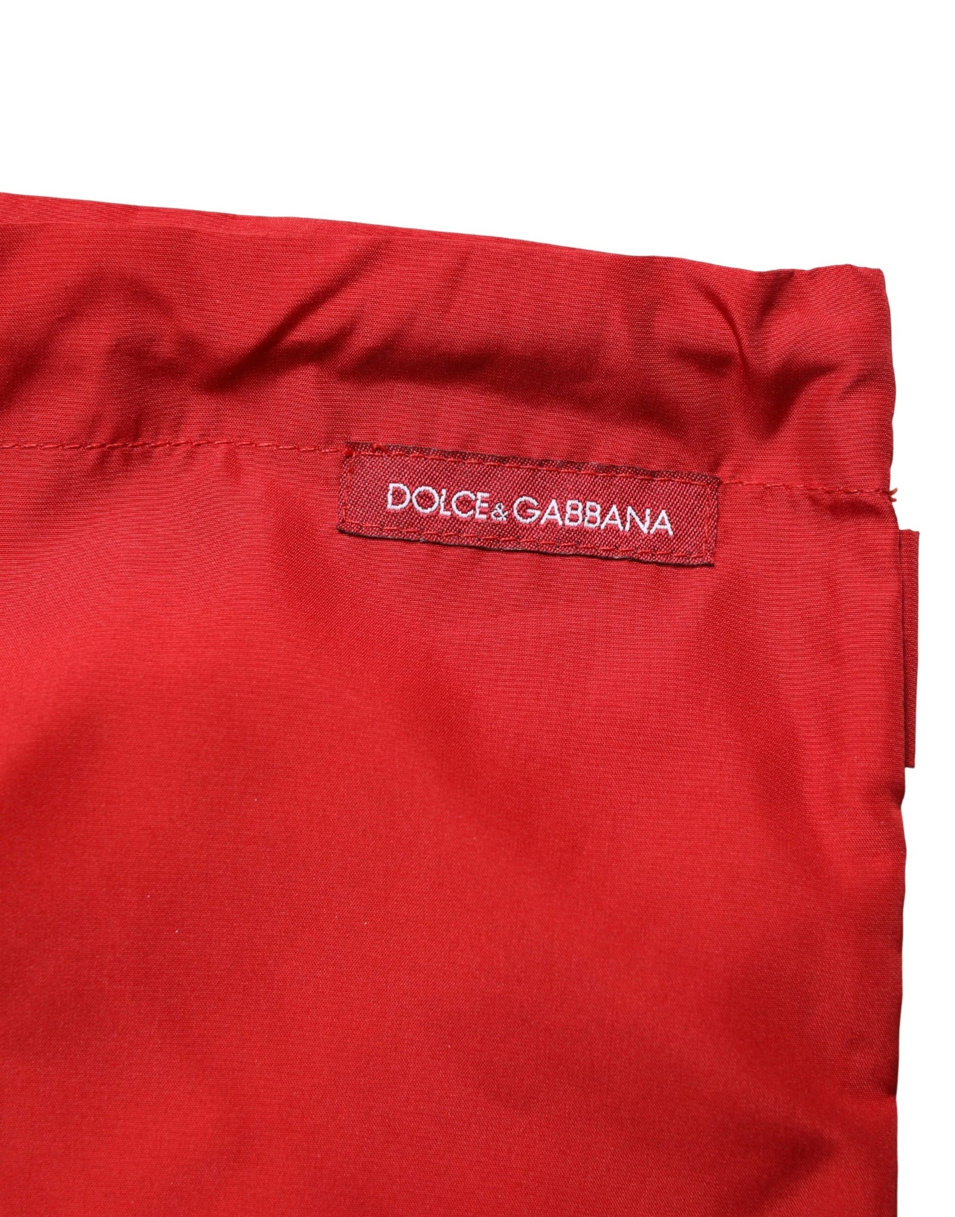 Red Polyester Men Drawstring Shorts Swimwear