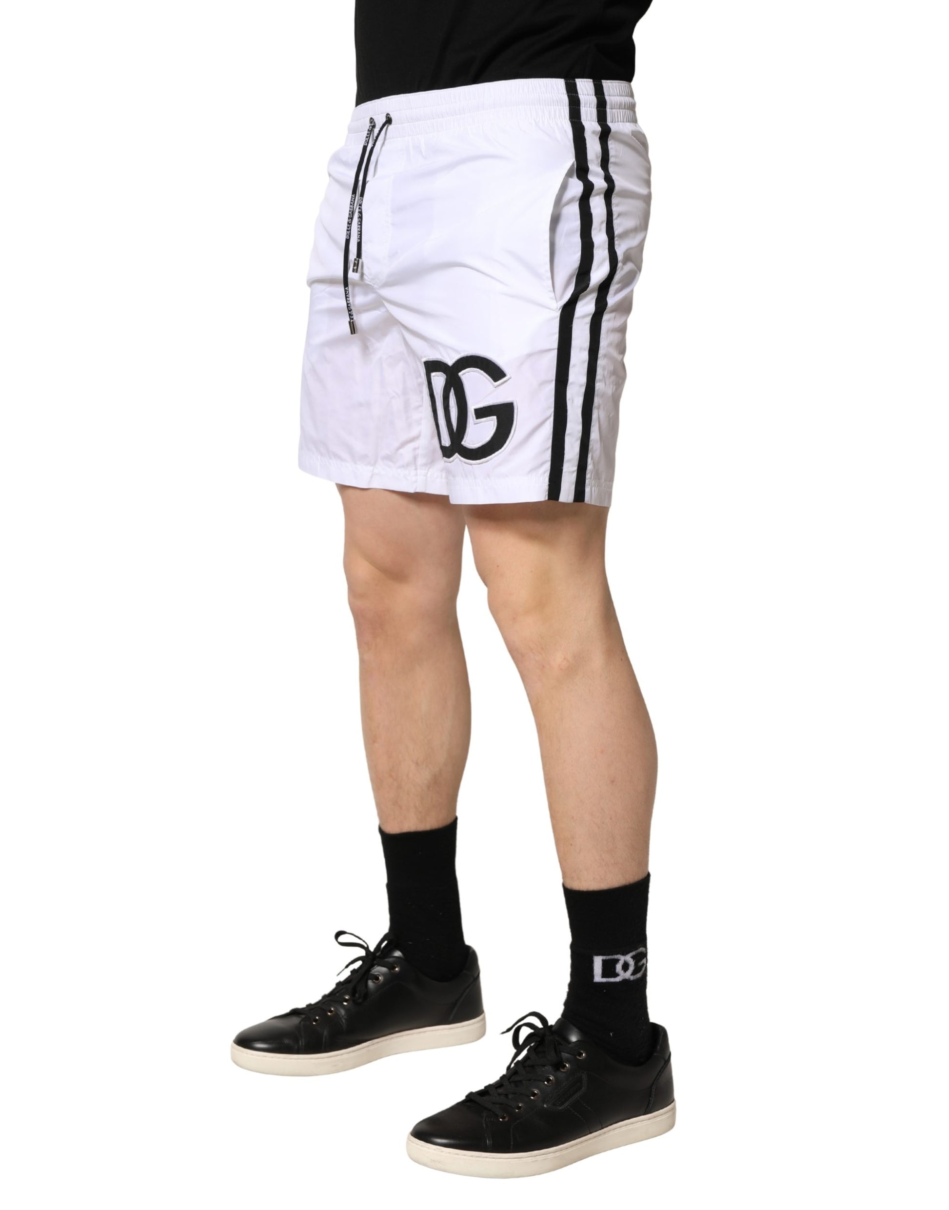 White Drawstring Men Swim Shorts Swimwear