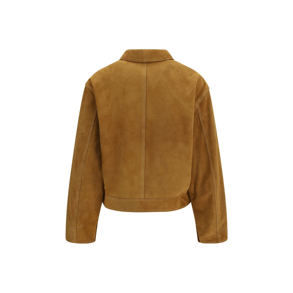 Beige Suede Leather Coat