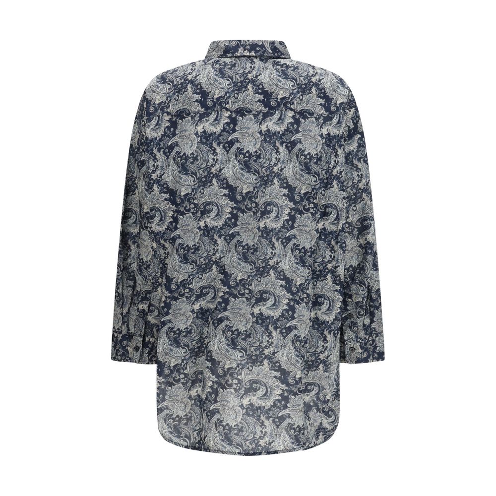 Blue Silk Pattern Shirt