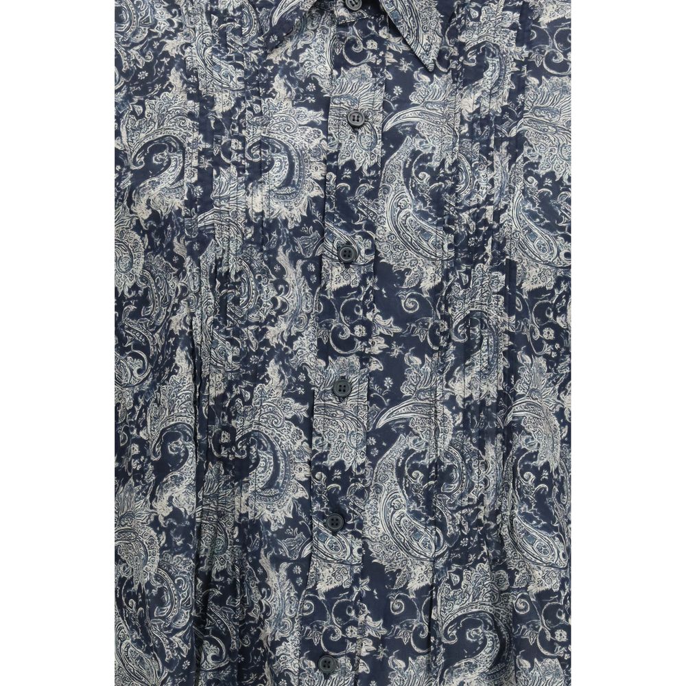 Blue Silk Pattern Shirt