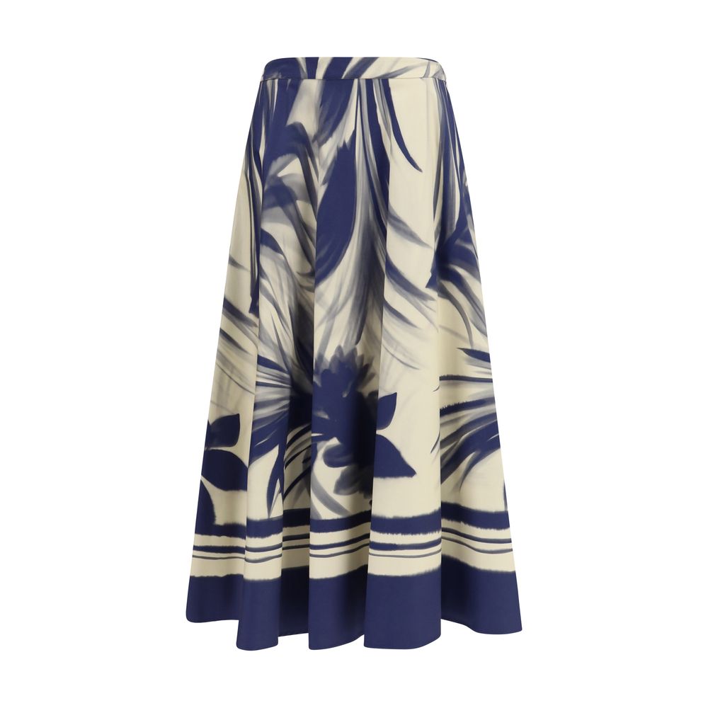 Blue Cotton Midi Skirt
