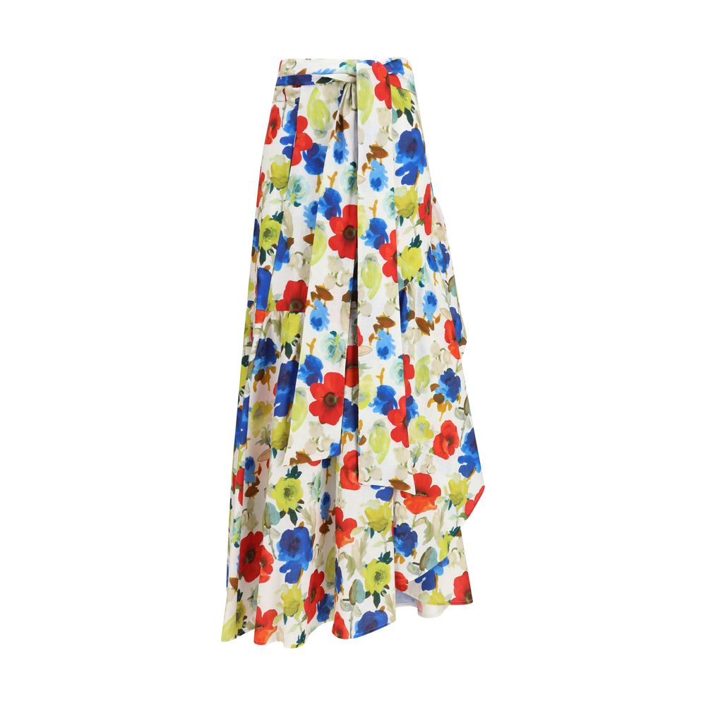 Multicolor Linen Long Skirt