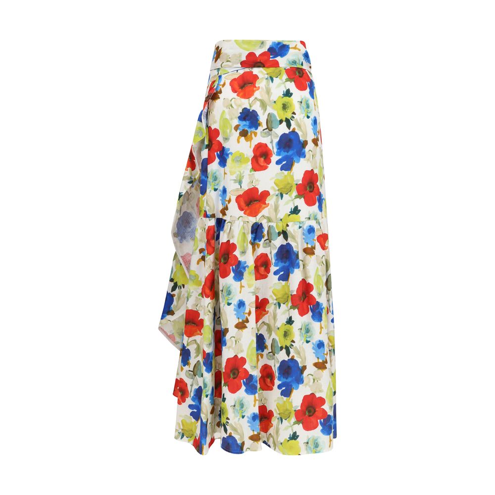 Multicolor Linen Long Skirt