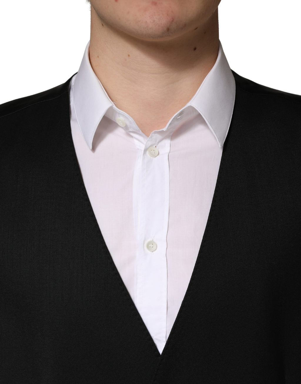 Black Wool Single Breasted Men Waistcoat Vest