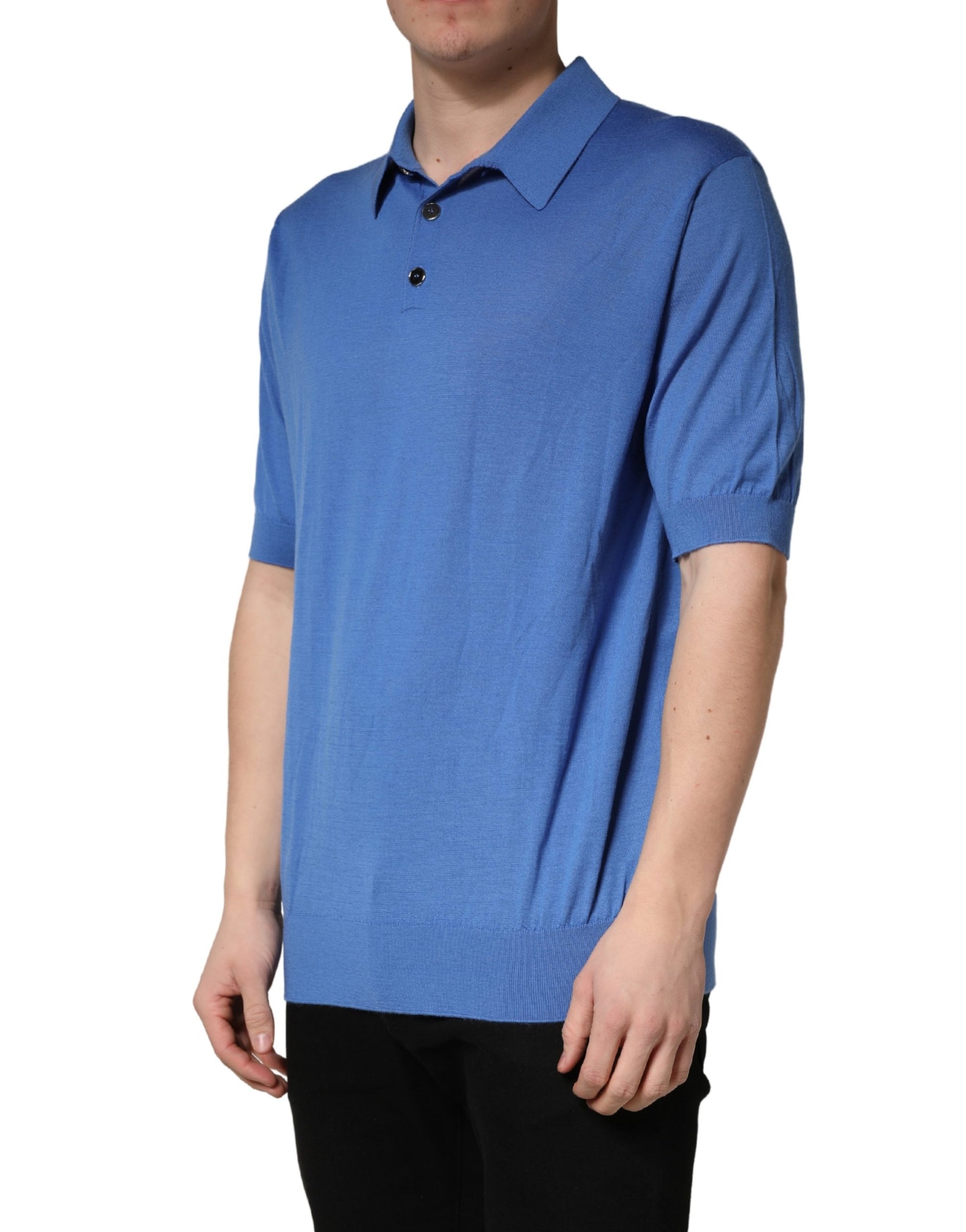 Blue Cashmere Short Sleeves Polo  T-shirt