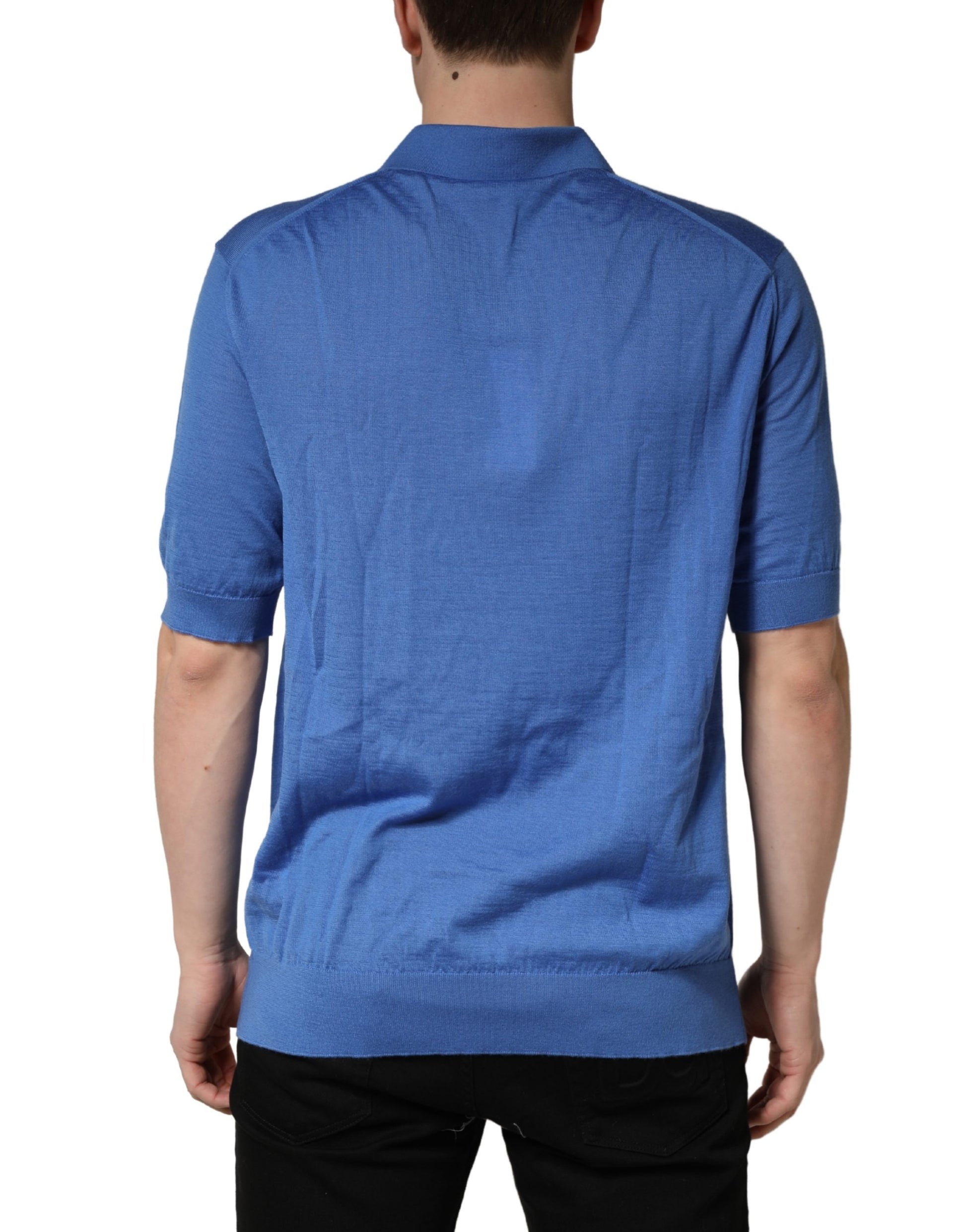 Blue Cashmere Short Sleeves Polo  T-shirt