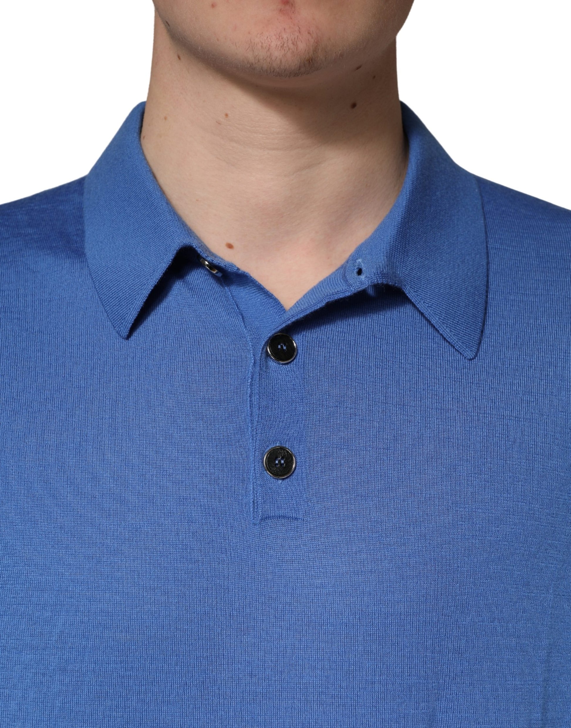 Blue Cashmere Short Sleeves Polo  T-shirt