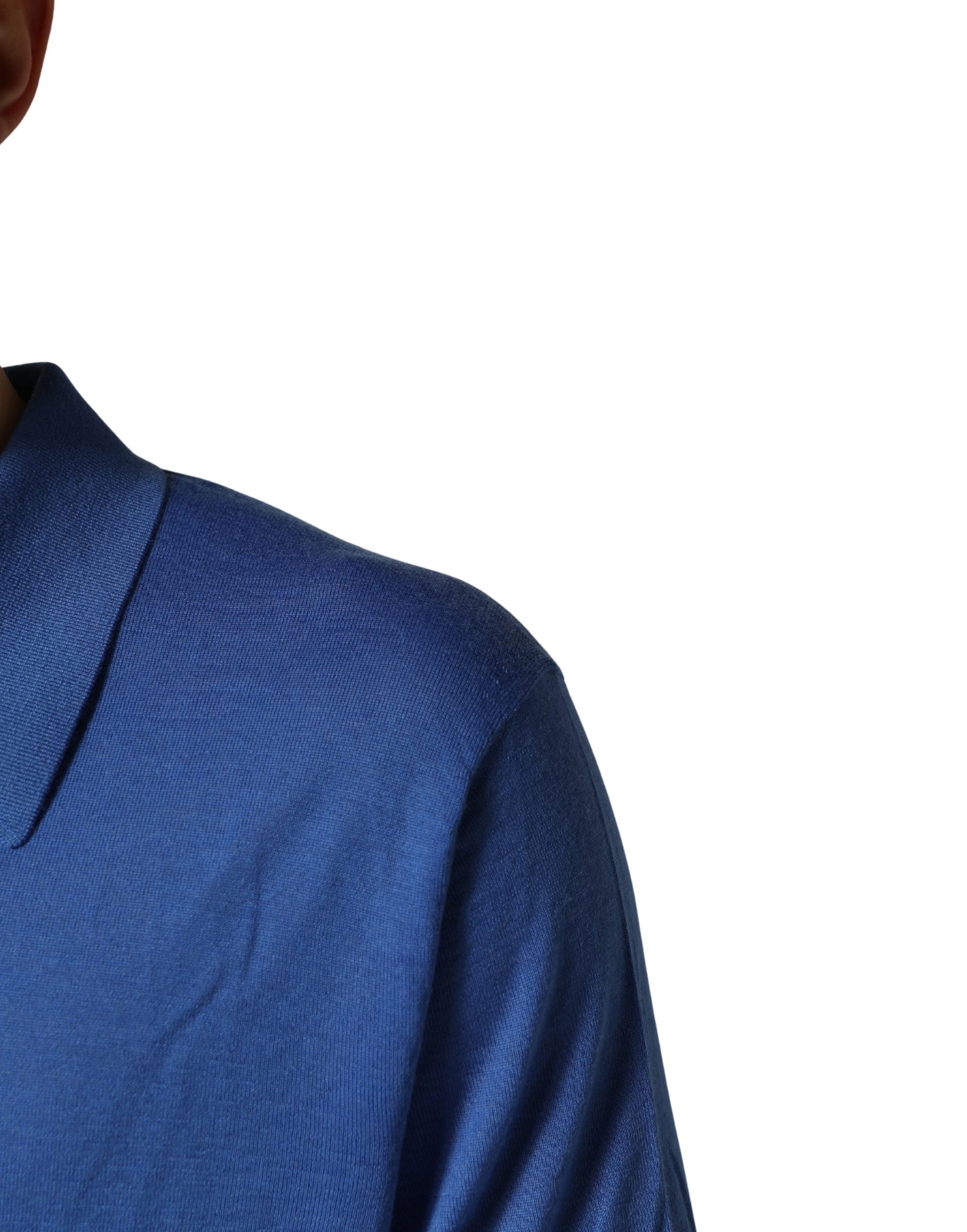 Blue Cashmere Short Sleeves Polo  T-shirt