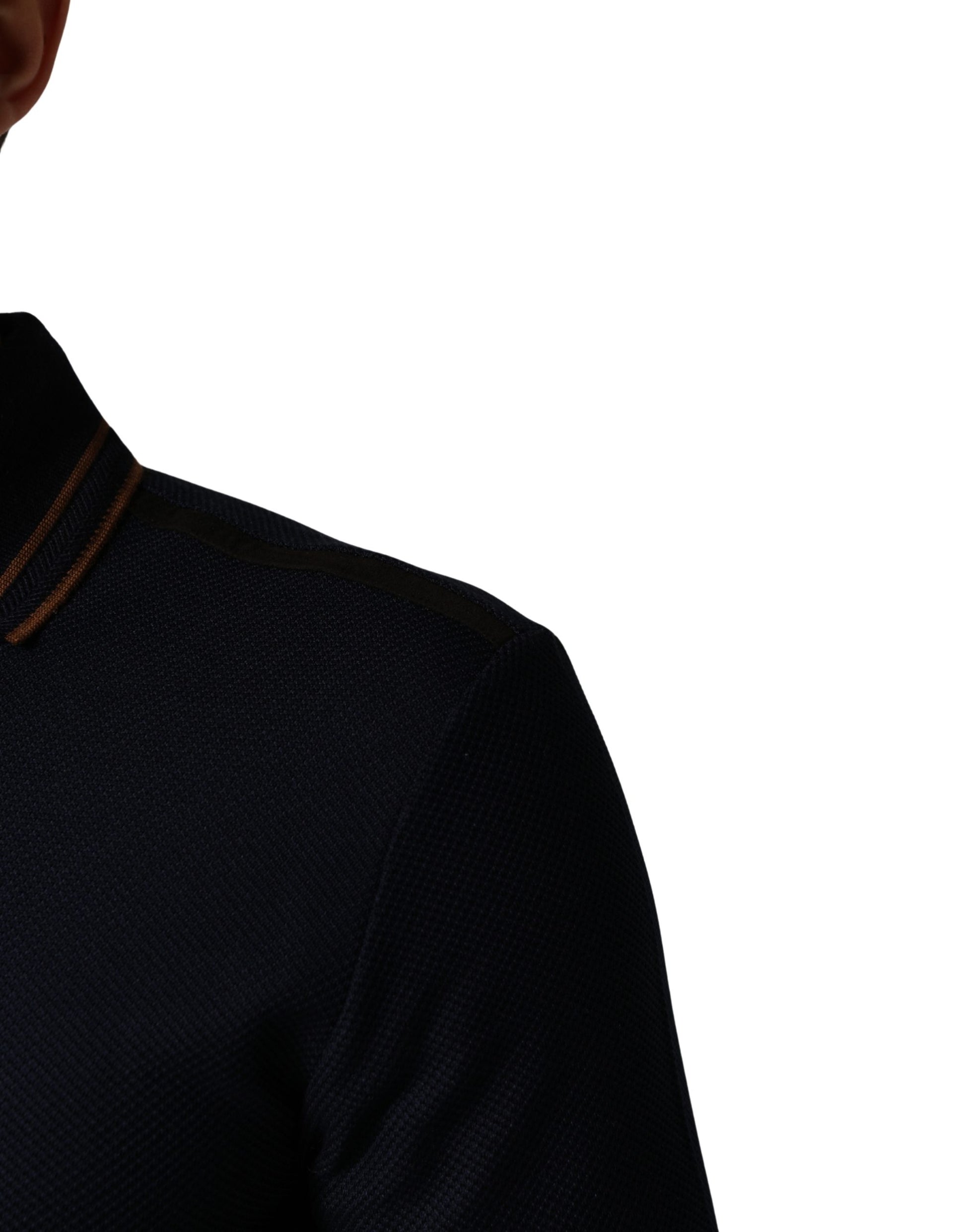 Dark Blue Silk Short Sleeve Men Polo T-shirt