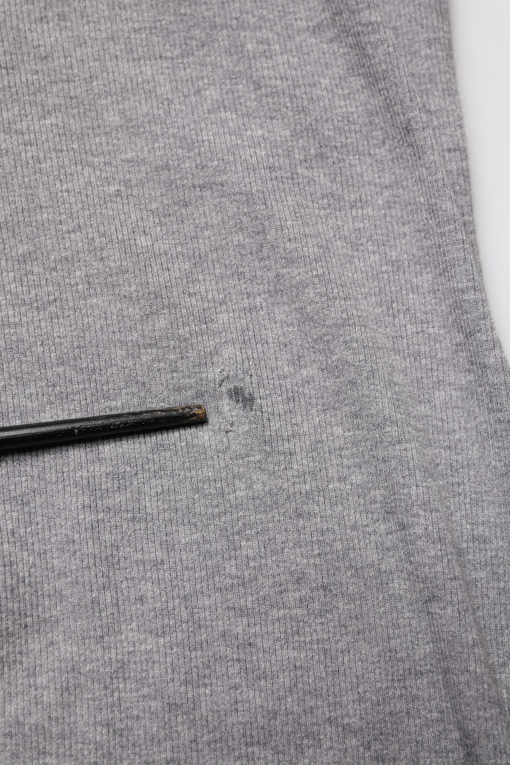 Gray Ribbed Cotton Long-Sleeve Henley  T-shirt