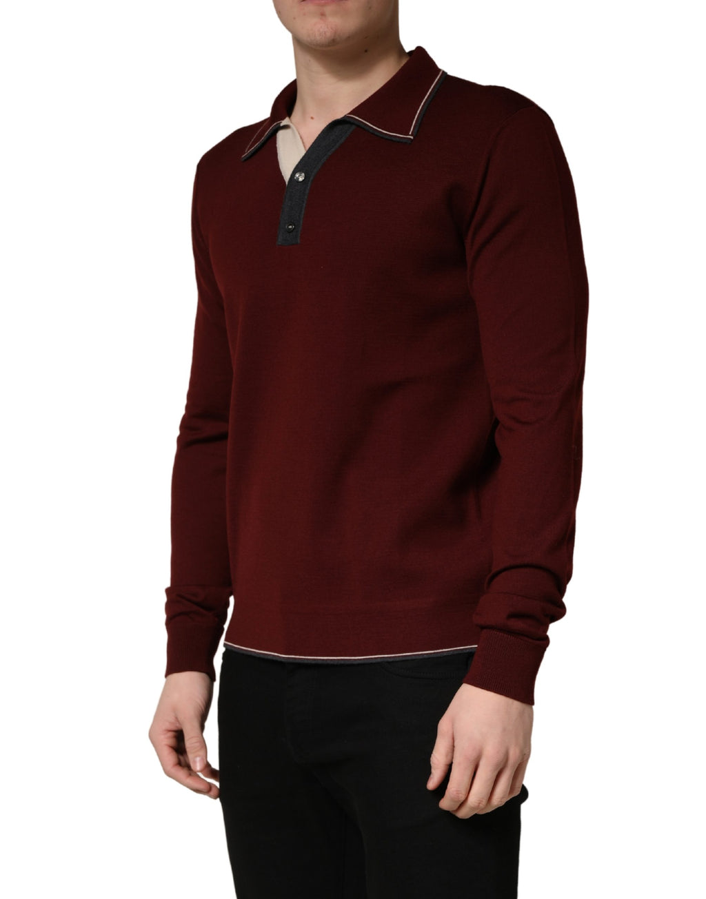 Maroon Re-Edition Wool Long Sleeves T-shirt