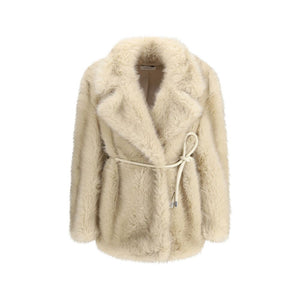 Beige Polyester Coat