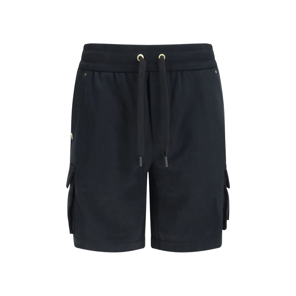 Black Cotton Bermuda Shorts