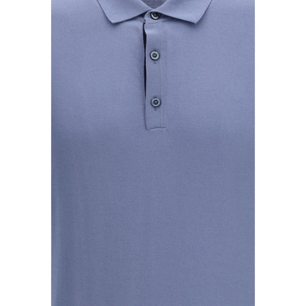 Blue Cotton Polo Shirt