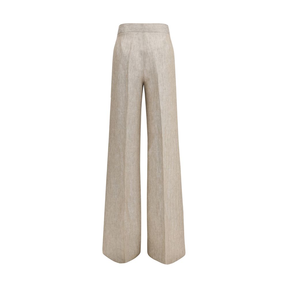 Beige Linen Casual Pants