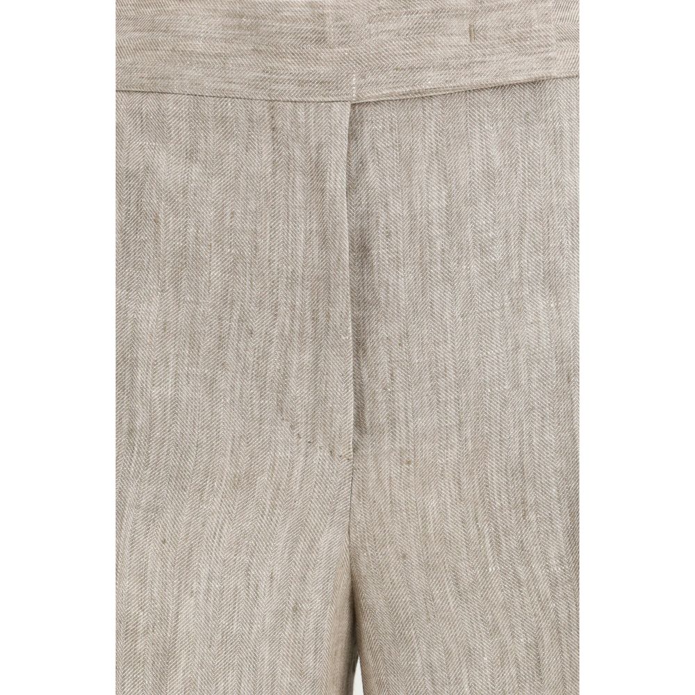 Beige Linen Casual Pants