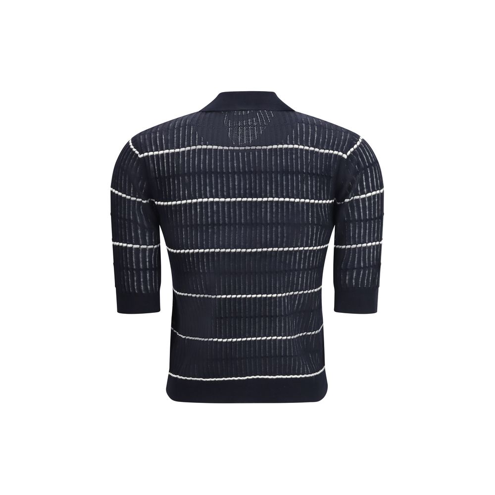 Blue Silk Polo Shirt