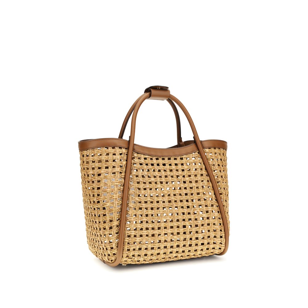 Beige Raffia Shoulder Bag