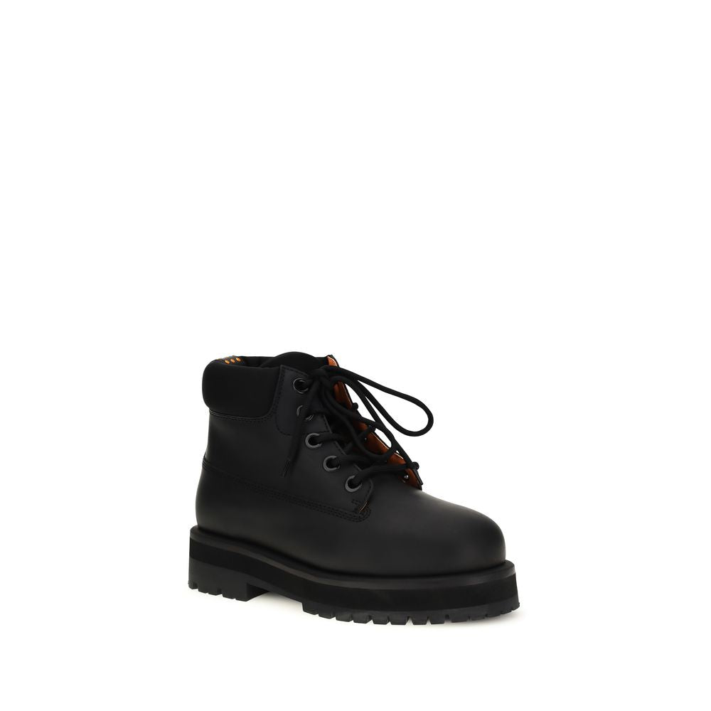 Black Calf Leather Bos Taurus Lace-Up Boots
