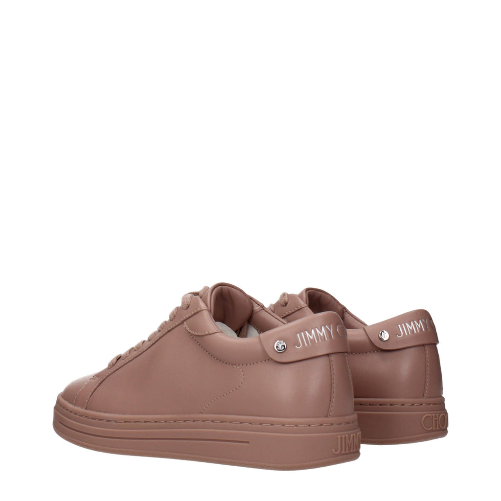 Pink Leather Low Top Sneakers