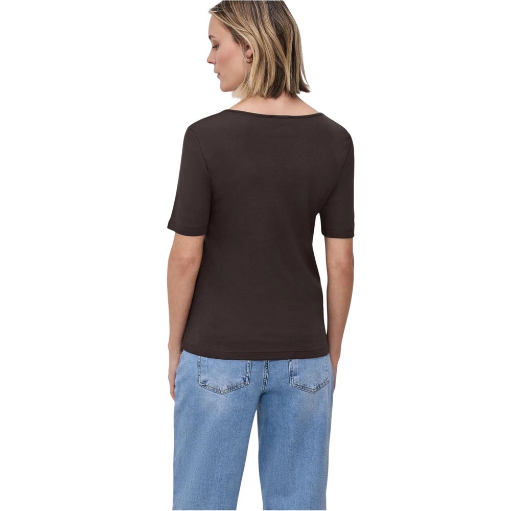Brown Cotton Long Sleeve T-Shirt