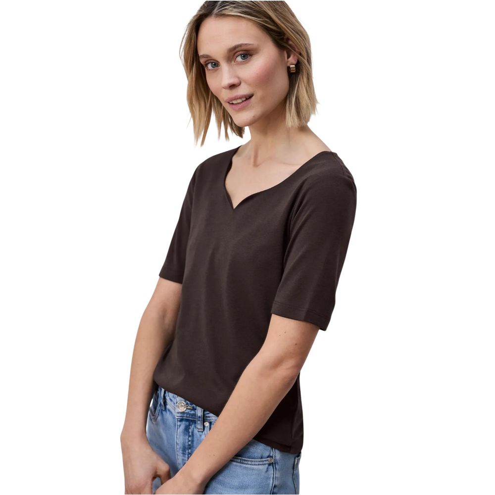 Brown Cotton Long Sleeve T-Shirt