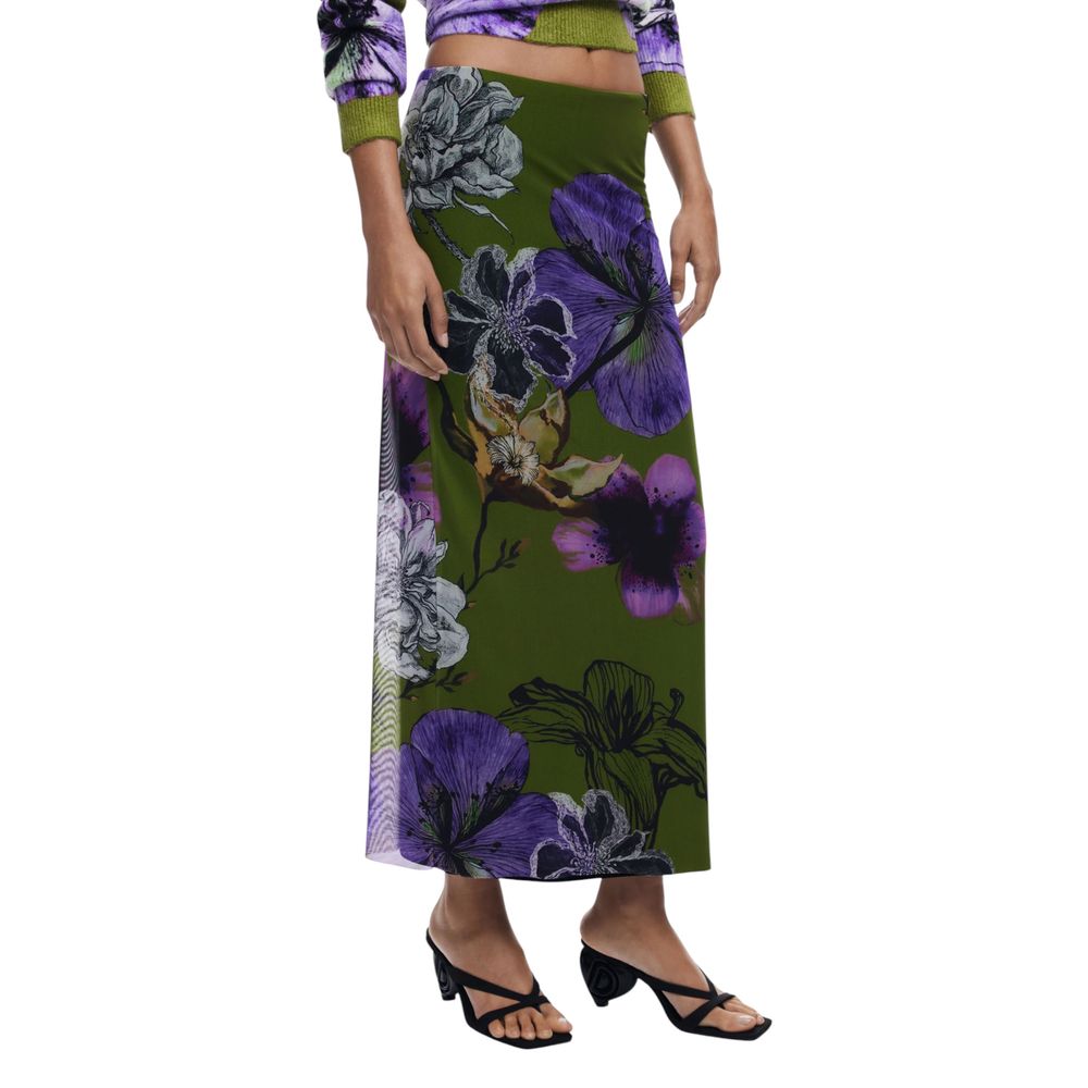 Bicolor Polyester Long Skirt