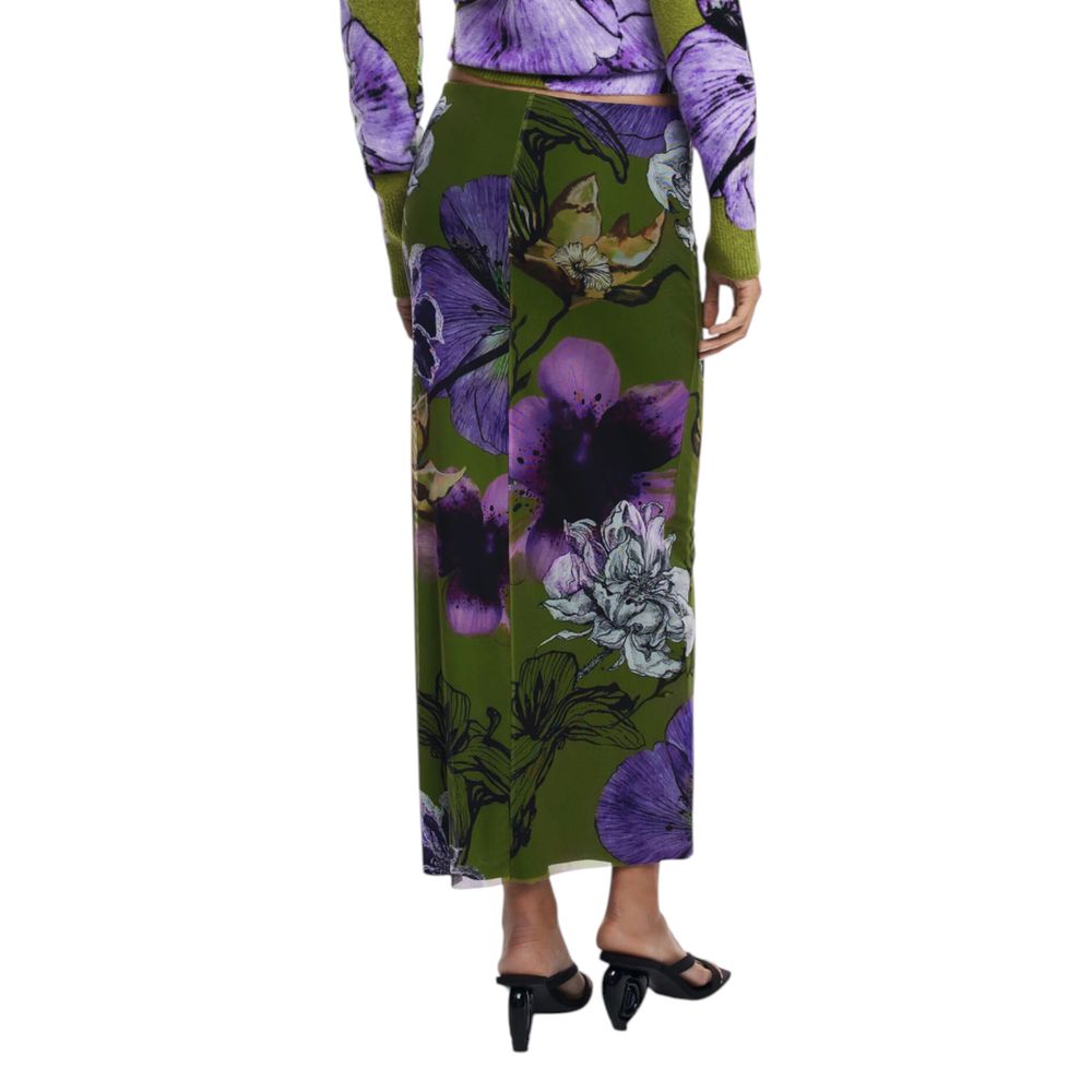 Bicolor Polyester Long Skirt