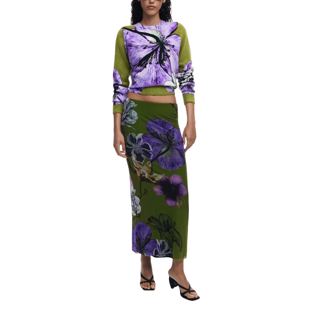 Bicolor Polyester Long Skirt