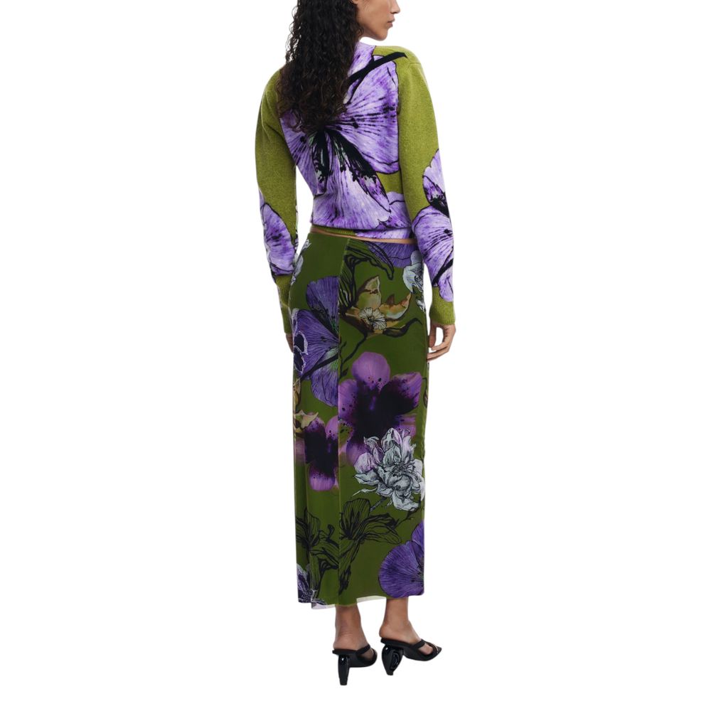 Bicolor Polyester Long Skirt